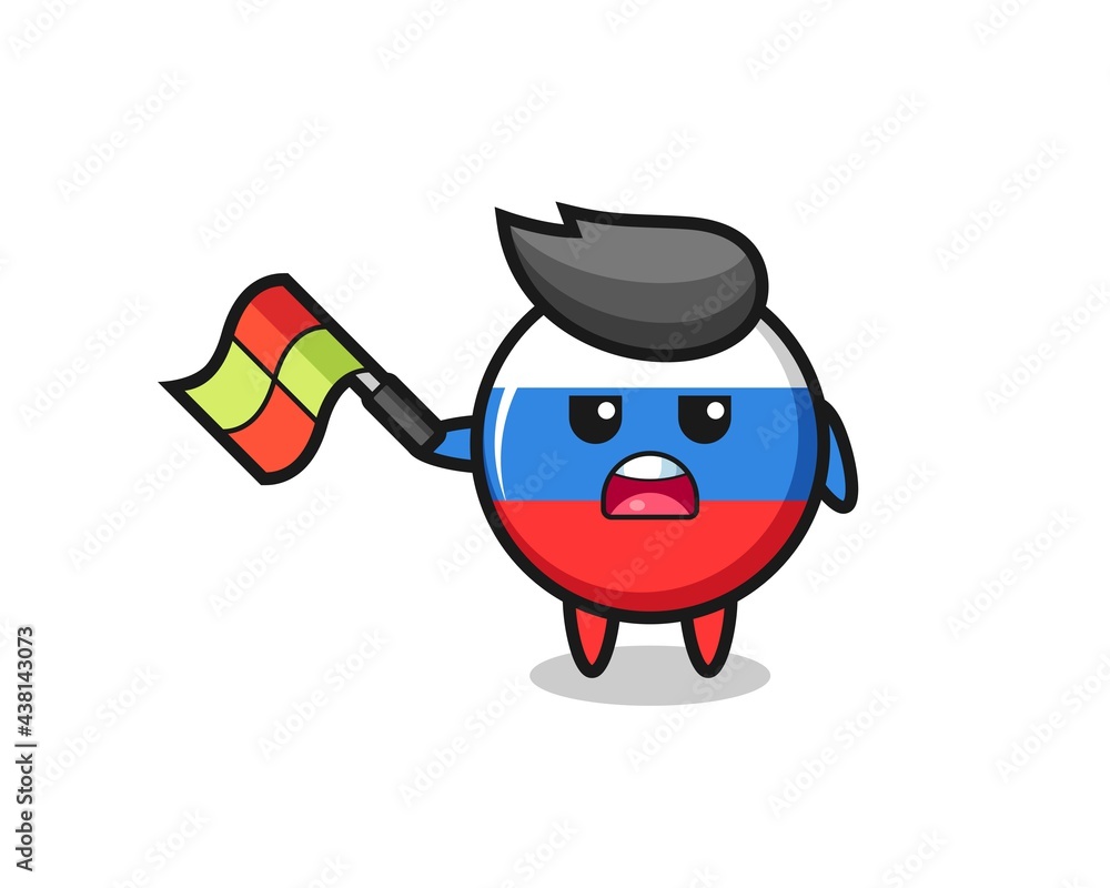 russia flag badge cartoon as the line judge hold the flag up at a 45 degree angle russia flag badge cartoon as the line judge hold the flag up at a 45 degree angle