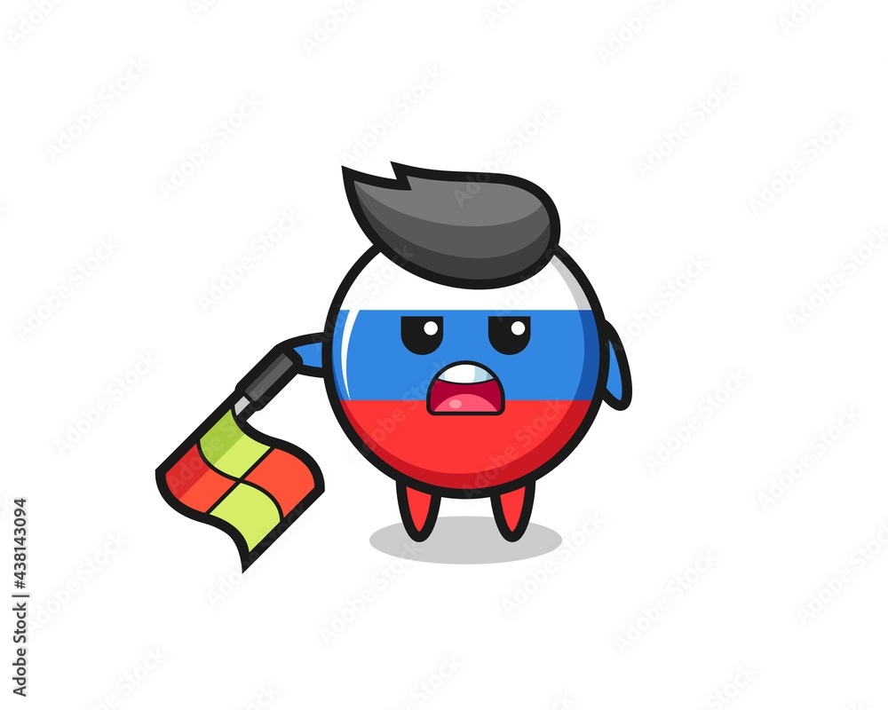 russia flag badge character as line judge hold the flag down at a 45 degree angle russia flag badge character as line judge hold the flag down at a 45 degree angle