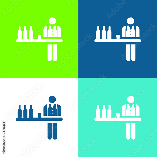 Barman Flat four color minimal icon set
