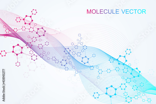 Hexagonal abstract background. Big Data Visualization. Global network connection. Medical, technology, science background. Vector illustration.