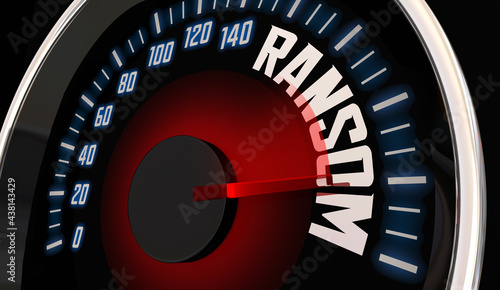 Canvas Print Ransom Threat Rising Speedometer Extortion Pay Demanded Money 3d Illustration
