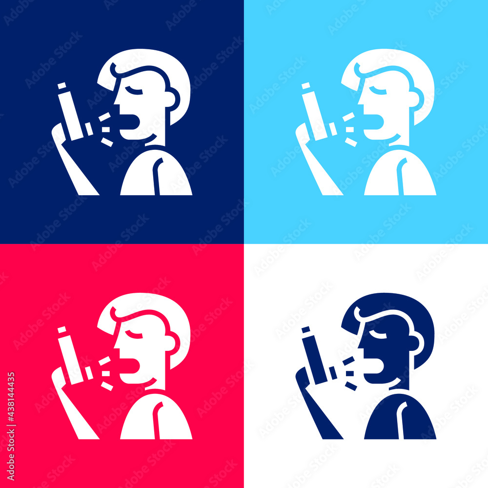 Asthma blue and red four color minimal icon set