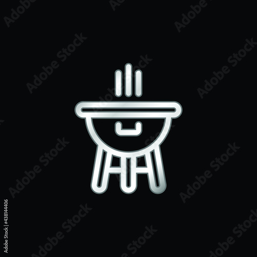 Bbq silver plated metallic icon
