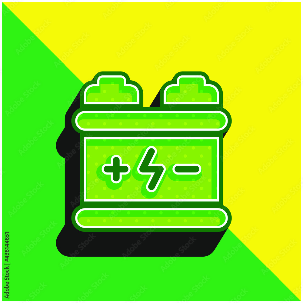 Battery Green and yellow modern 3d vector icon logo Battery Green and yellow modern 3d vector icon logo