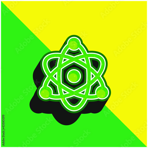 Atom Green and yellow modern 3d vector icon logo