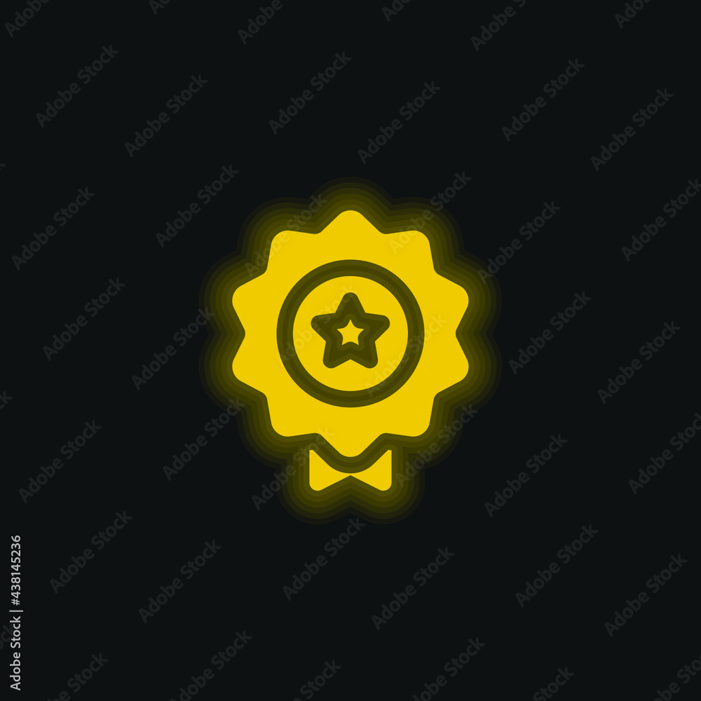 Fototapeta premium Award yellow glowing neon icon