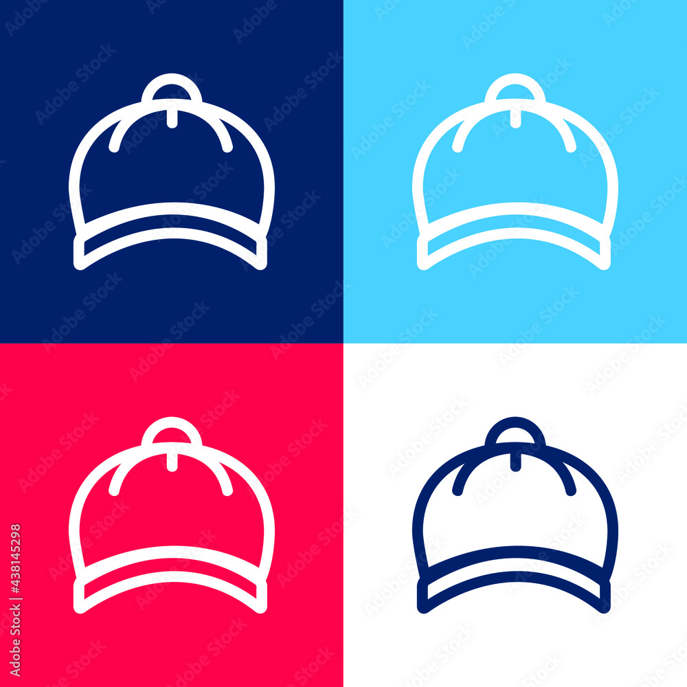 Baby Hat blue and red four color minimal icon set Baby Hat blue and red four color minimal icon set
