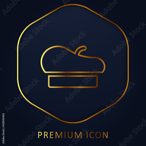 Beret golden line premium logo or icon