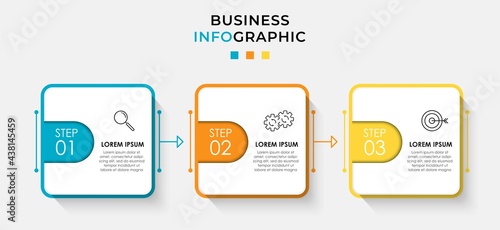 Vector Infographic design business template with icons and 3 options or steps. Can be used for process diagram, presentations, workflow layout, banner, flow chart, info graph