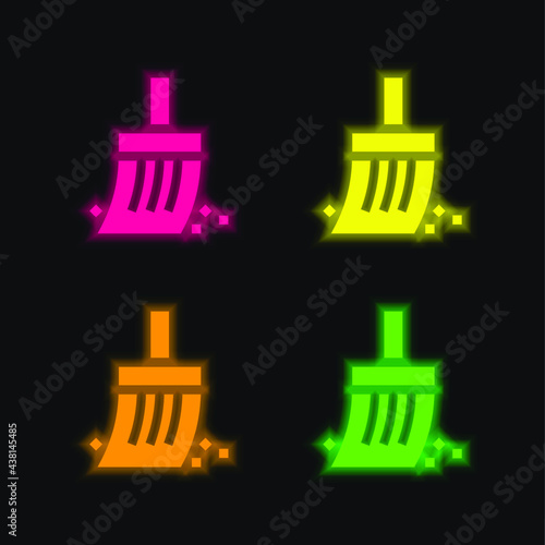 Archeology four color glowing neon vector icon