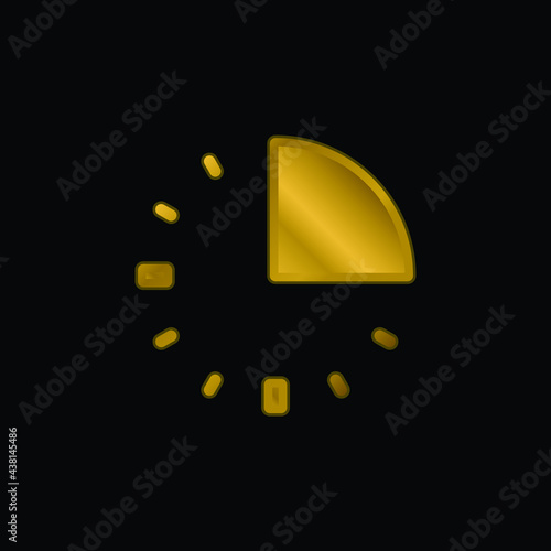 15 Minutes gold plated metalic icon or logo vector