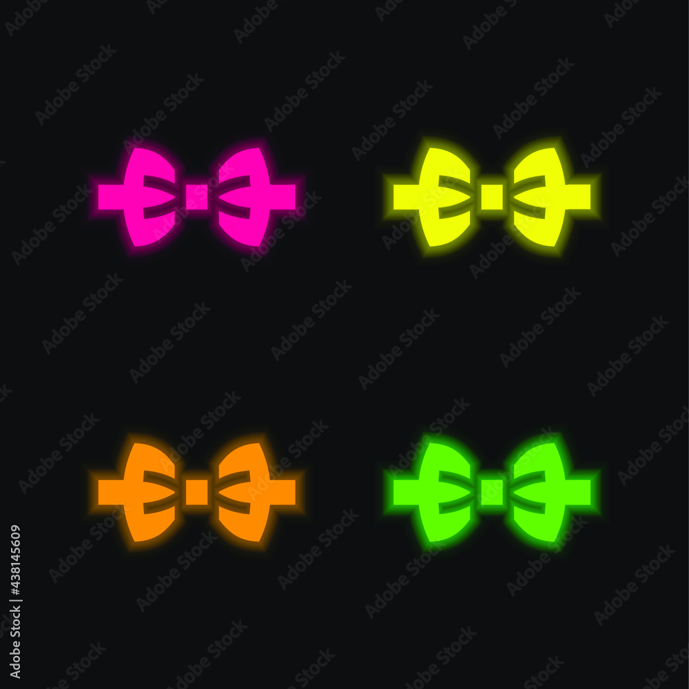 Obraz premium Bow Tie four color glowing neon vector icon