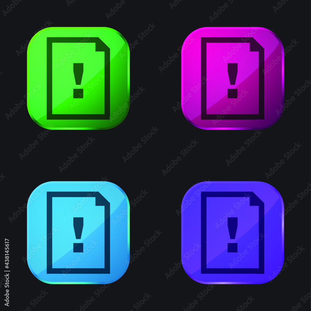 Argument Document Symbol Of A Paper Sheet With An Exclamation Sign four color glass button icon Argument Document Symbol Of A Paper Sheet With An Exclamation Sign four color glass button icon