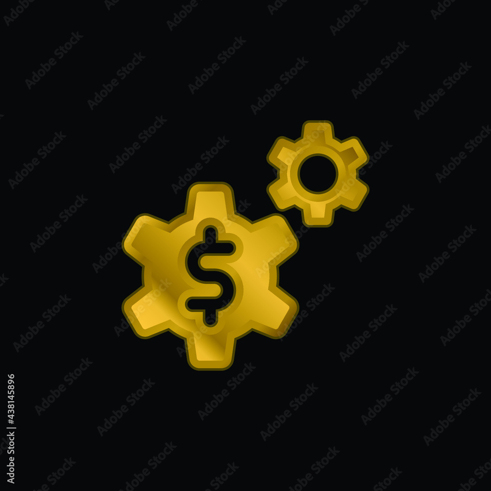 Application gold plated metalic icon or logo vector