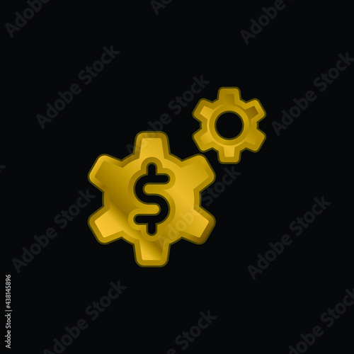 Application gold plated metalic icon or logo vector