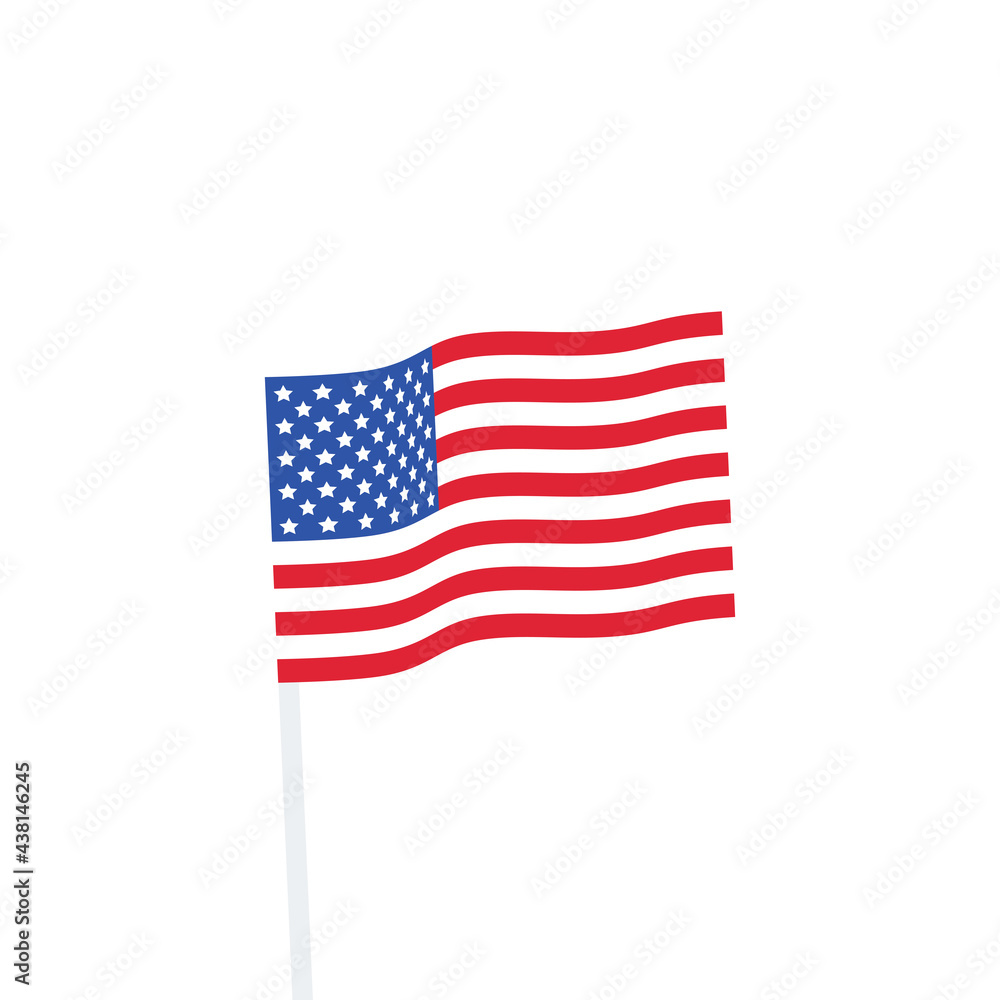 America national flag with pole. The waving flag. Vector illustration. America national flag with pole. The waving flag. Vector illustration.