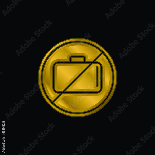 Baggage Ban Signal gold plated metalic icon or logo vector