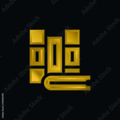 Books gold plated metalic icon or logo vector