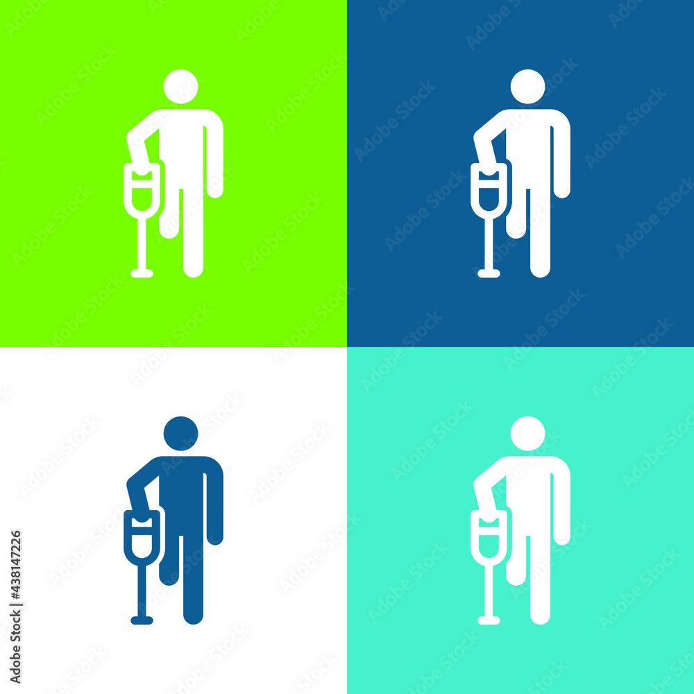 Fototapeta premium Accident Flat four color minimal icon set