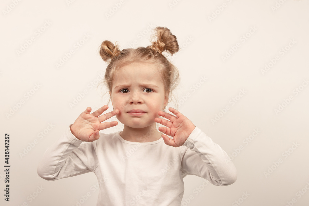 Little cute girl on the light background Little cute girl on the light background