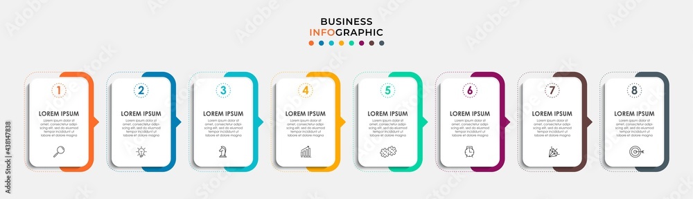 Vector Infographic design business template with icons and 8 options or ...
