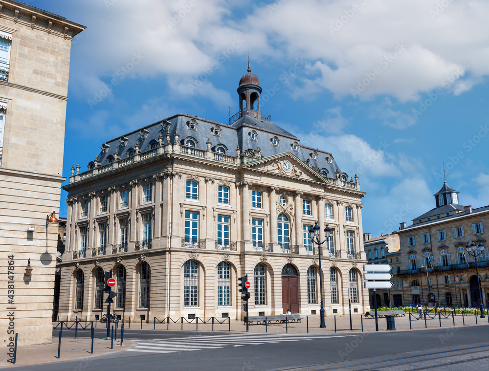 Building of the Maritime Exchange in the center of Bordeaux. Aquitaine, France