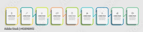 Vector Infographic design business template with icons and 9 options or steps. Can be used for process diagram, presentations, workflow layout, banner, flow chart, info graph
