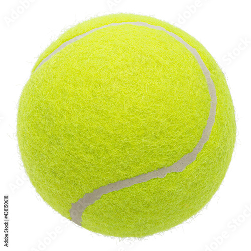 Green tennis ball, isolated on white background