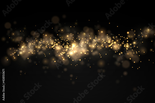 Glowing bokeh lights, shining flare dust particles