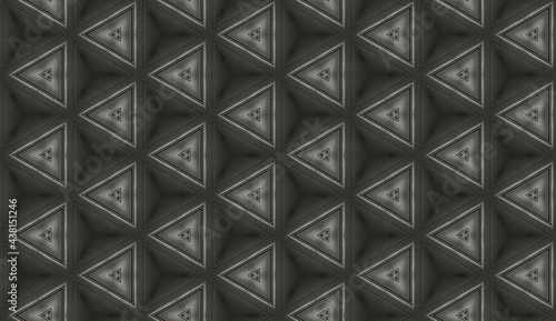 black triangular seamless pattern in techno style. Texture for a site for the repair or manufacture of metal equipment.