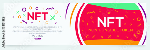 Creative NFT icon (Non-fungible token), Crypto art concept. Technology, Vector sign. 