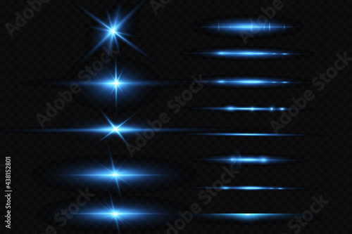 Vector illustration of a blue color. Light effect. Abstract laser beams of light. Chaotic neon rays of light .