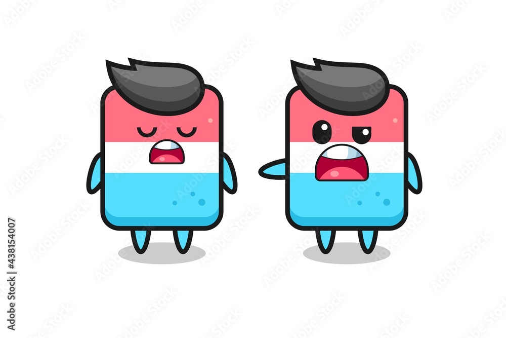 illustration of the argue between two cute eraser characters
