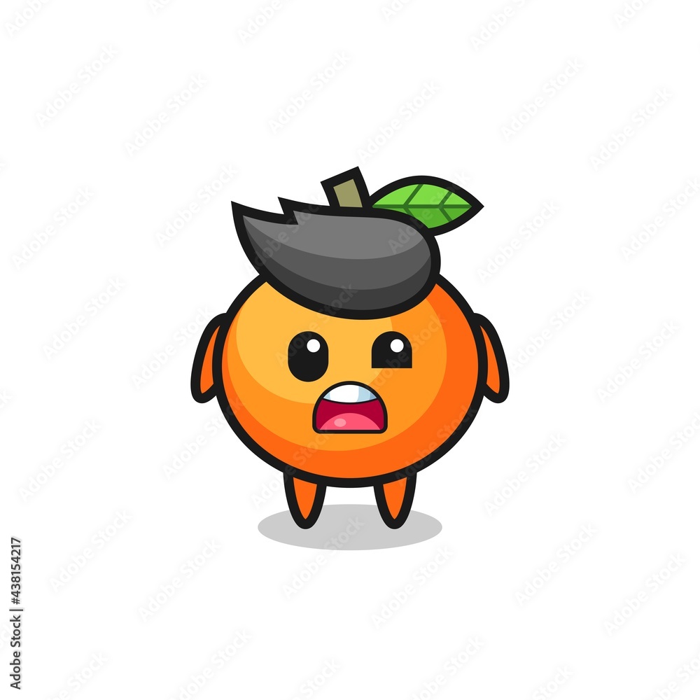 the shocked face of the cute mandarin orange mascot