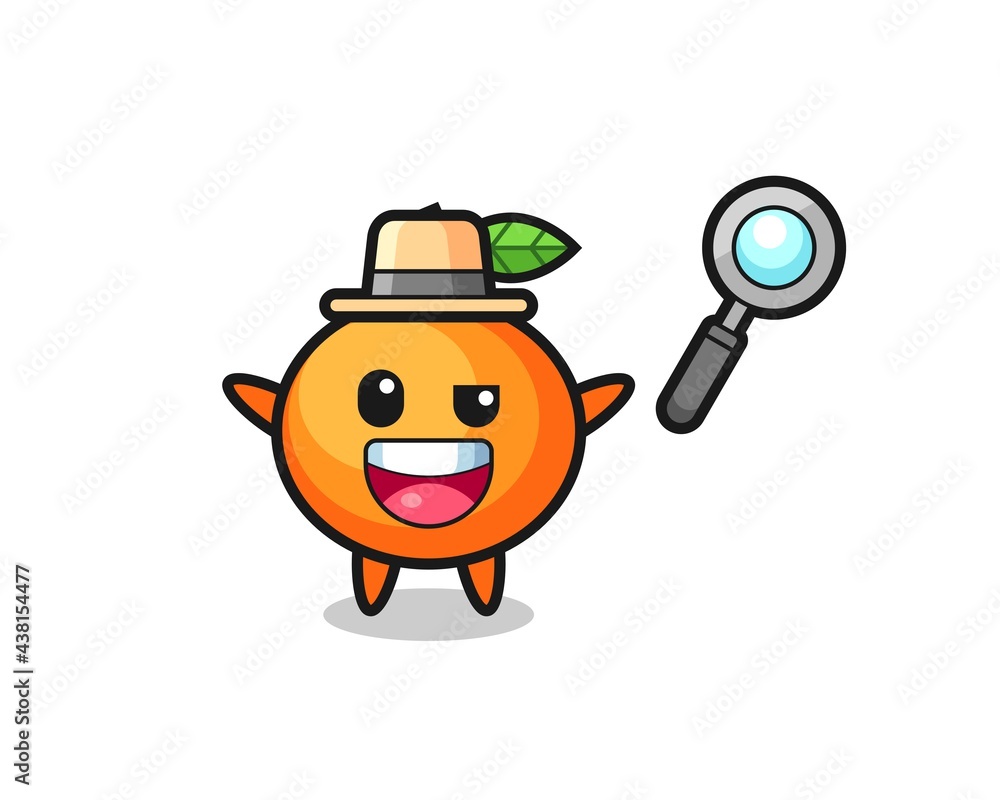 illustration of the mandarin orange mascot as a detective who manages to solve a case