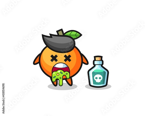 illustration of an mandarin orange character vomiting due to poisoning