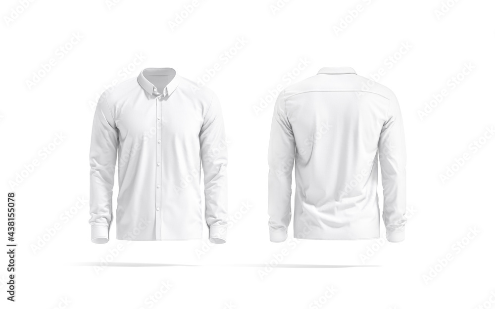 Blank white classic shirt mockup, front and back view - obrazy, fototapety, plakaty 