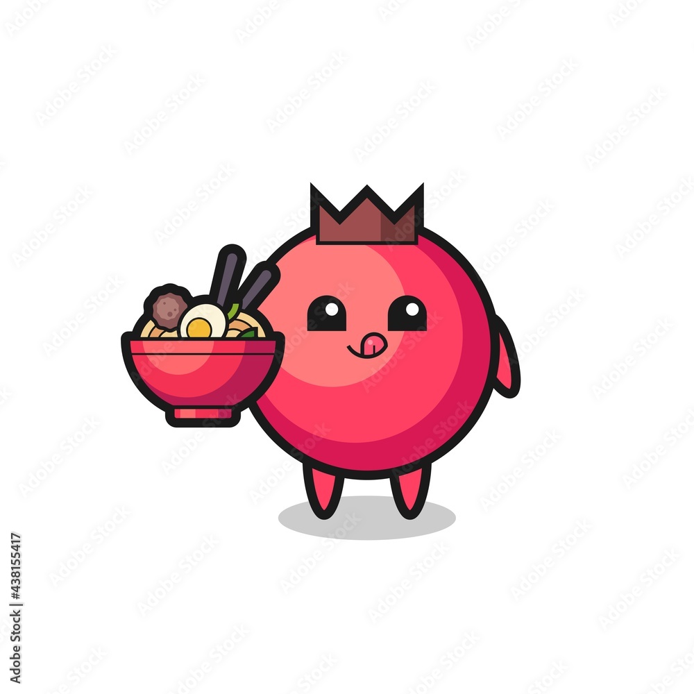 cute cranberry character eating noodles cute cranberry character eating noodles