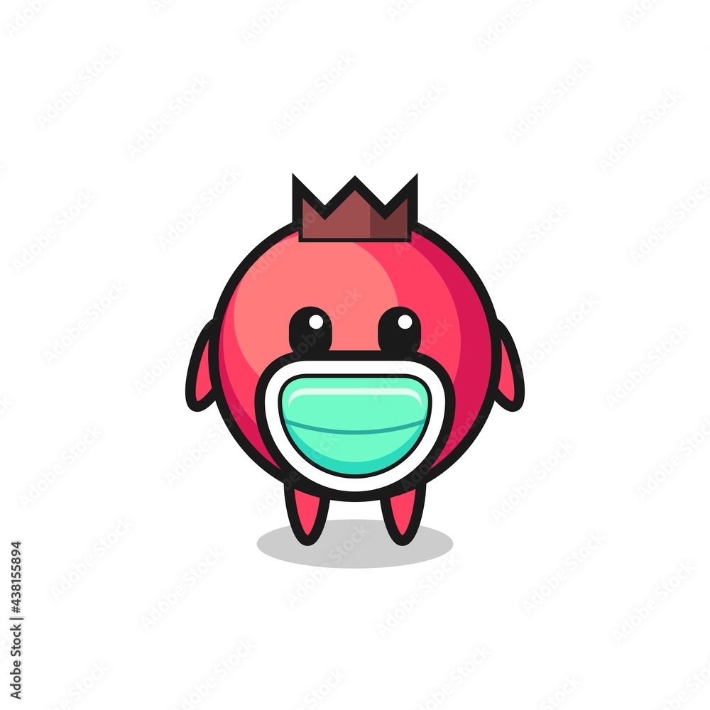 cute cranberry cartoon wearing a mask