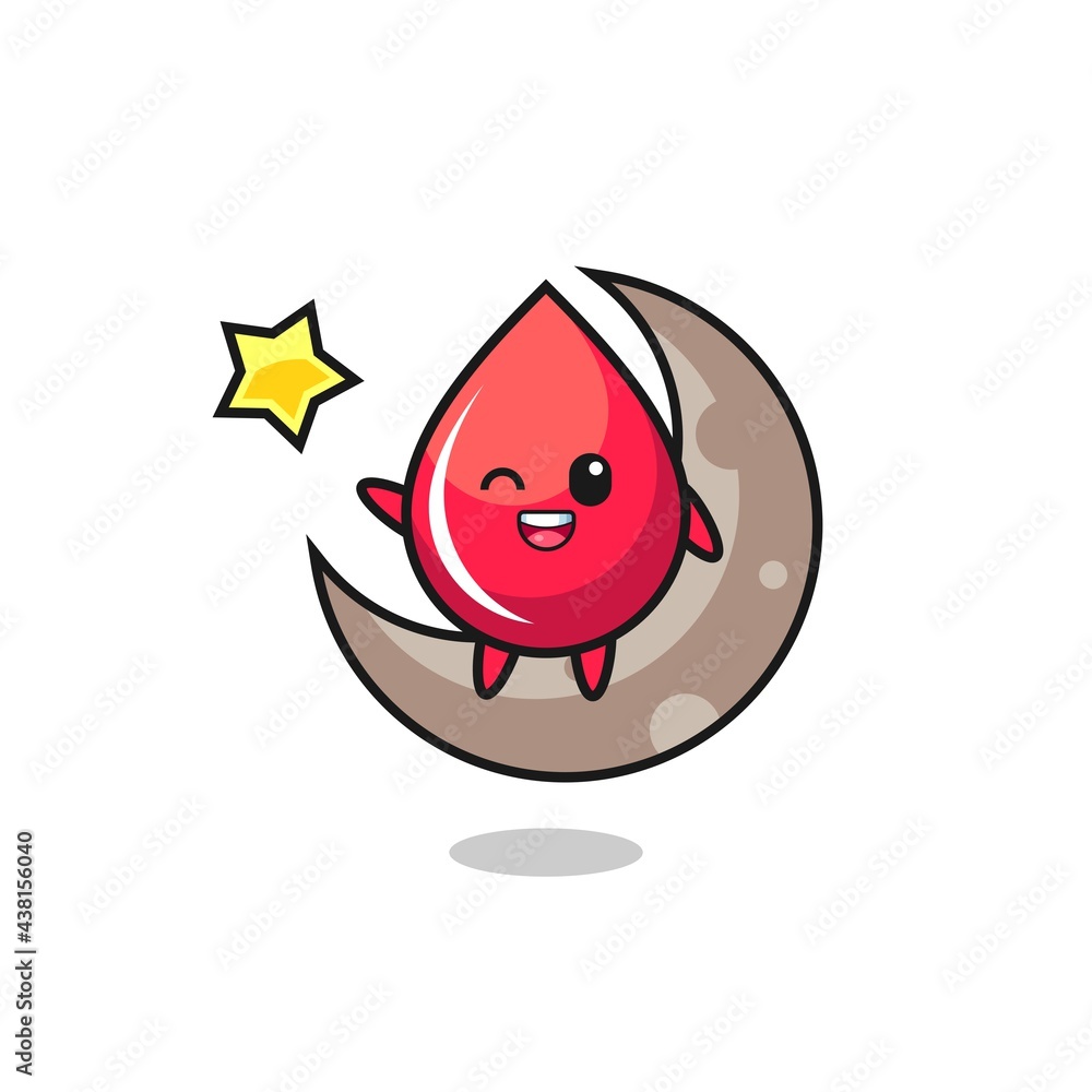 illustration of blood drop cartoon sitting on the half moon illustration of blood drop cartoon sitting on the half moon
