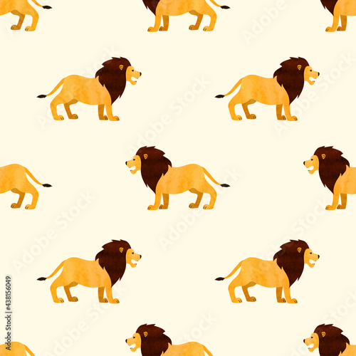 Seamless cute lion animal p...