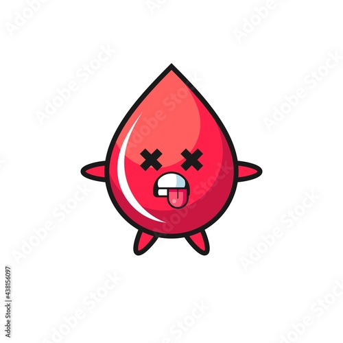 character of the cute blood drop with dead pose