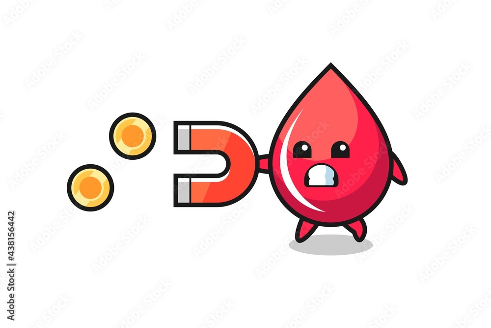 the character of blood drop hold a magnet to catch the gold coins the character of blood drop hold a magnet to catch the gold coins