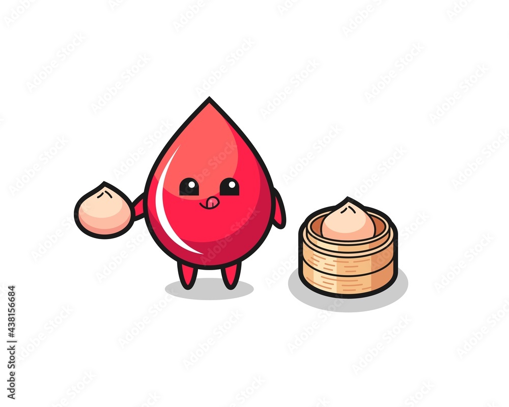cute blood drop character eating steamed buns cute blood drop character eating steamed buns