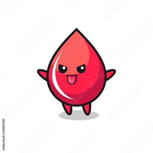 naughty blood drop character in mocking pose