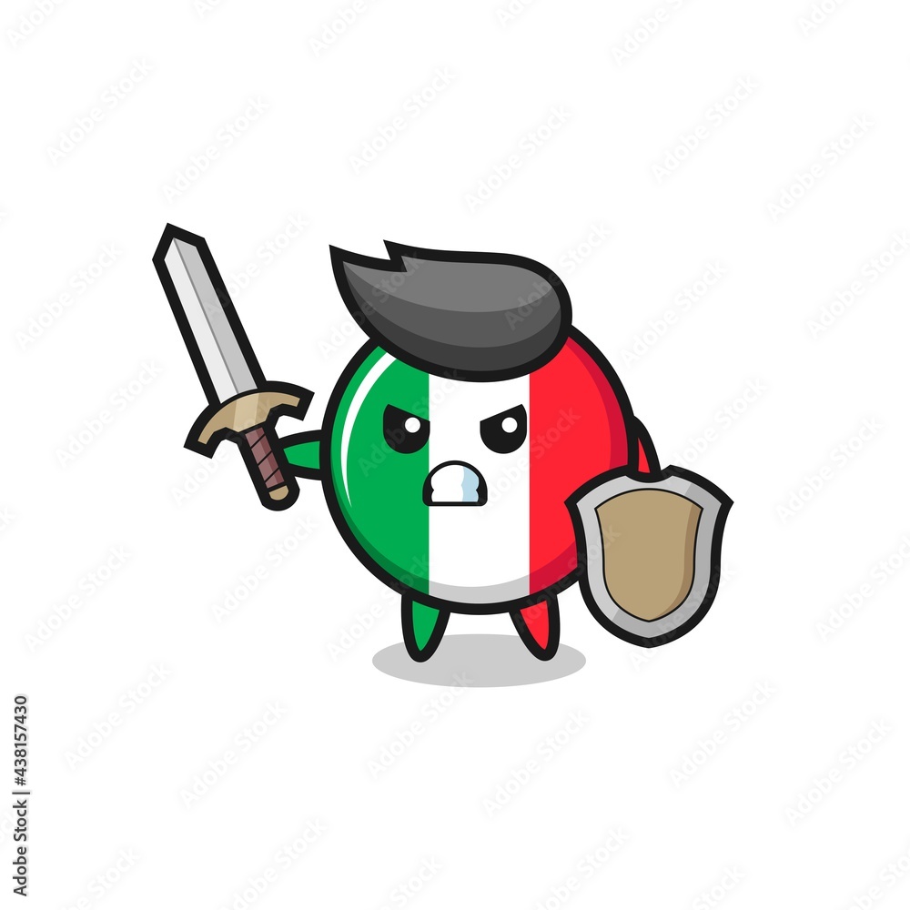 cute italy flag soldier fighting with sword and shield cute italy flag soldier fighting with sword and shield