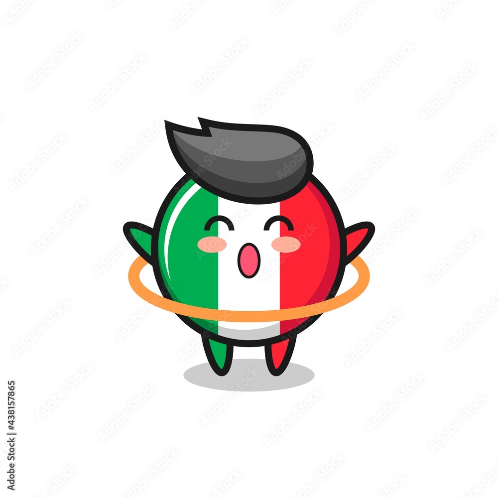 cute italy flag cartoon is playing hula hoop cute italy flag cartoon is playing hula hoop