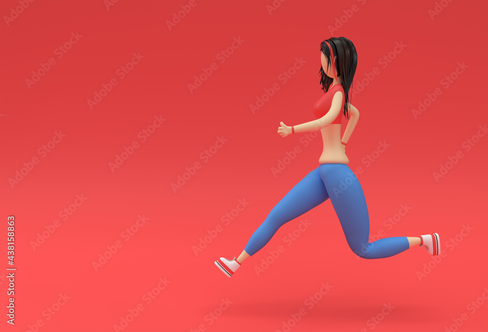 3d Rendering Woman Runnin on a Fitness Background. 3d Rendering Woman Runnin on a Fitness Background.