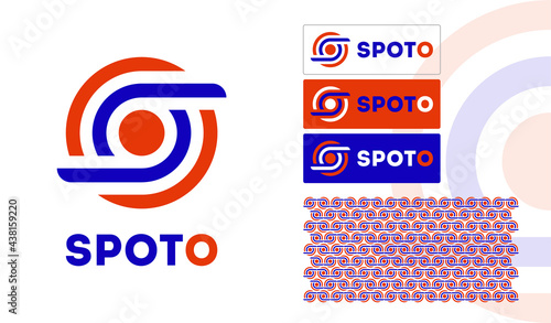 Creative logo using letter S and O with logo color variation and patter with a meaning of focus and target photo
