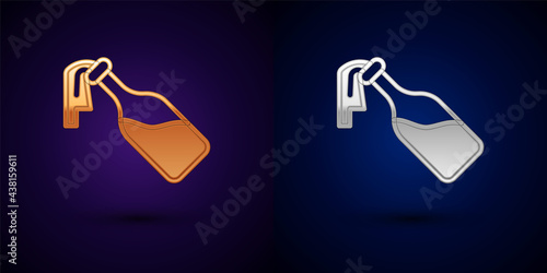 Gold and silver Cocktail molotov icon isolated on black background. Vector